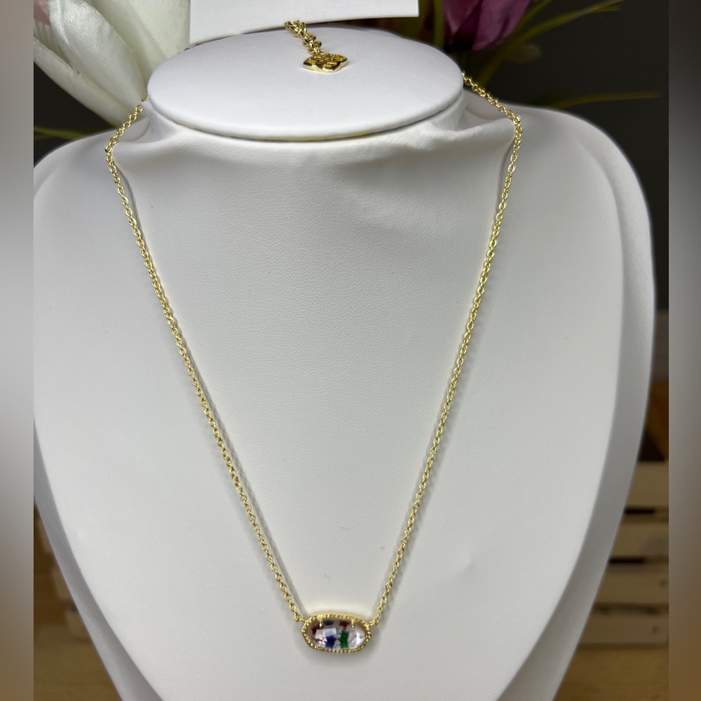 Kendra Scott Elisa Gold Pendant Necklace in Watercolor Illusion